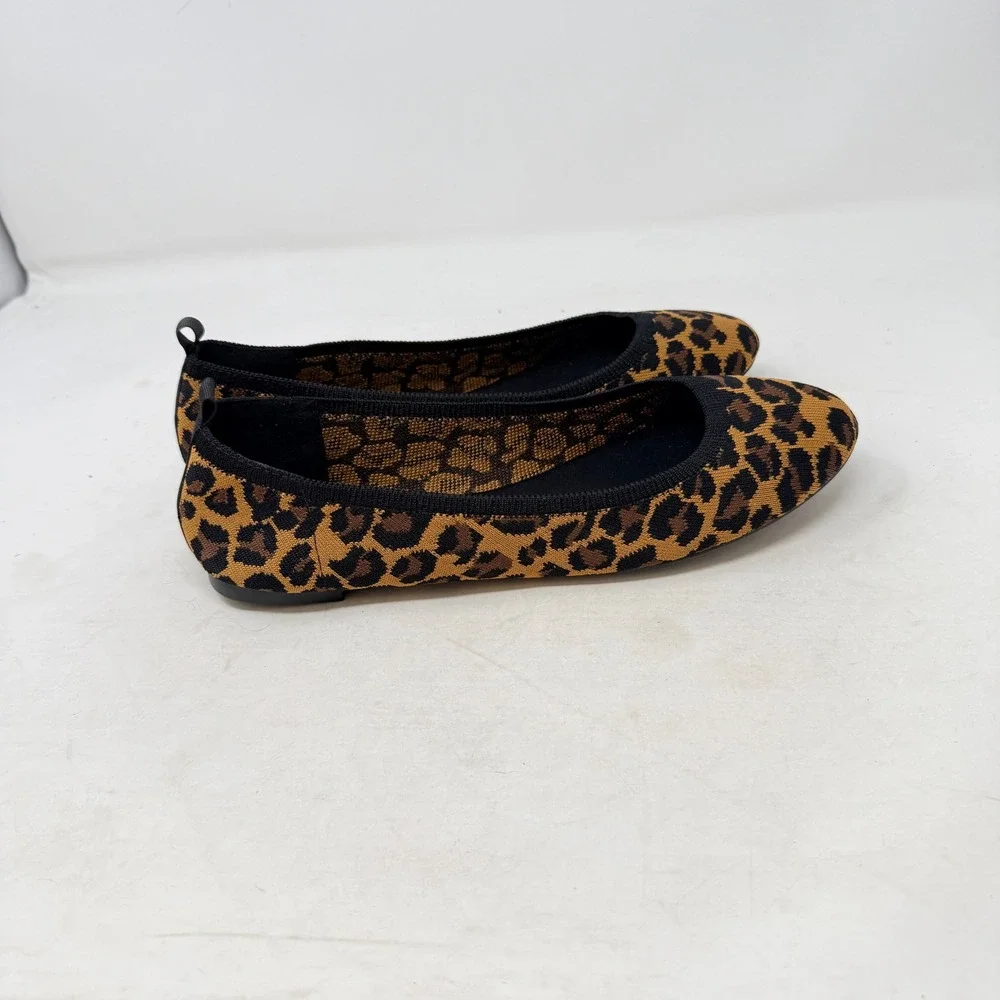 Boutique MIA Evanna Ballet Flats Leopard Print Brown‎ 9M Knit Slip On Shoes
